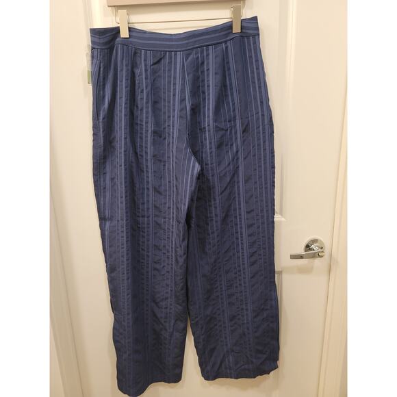 Club Monaco Blue Wide Leg Striped Pants - Picture 2 of 9